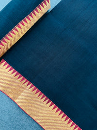 Thumbnail for Handwoven Mangalgiri Cotton Saree | Black | Gold Zari | Handwoven | Ships from California
