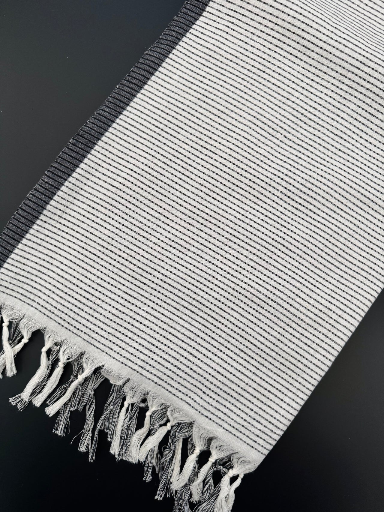 ShopNaya Exclusive | Handwoven | Contemporary Pure Cotton Saree | No Blouse | Gray & Black | Handloom Mark | Ships from California