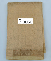 Thumbnail for Lightweight Banarasi Katan Silk Saree | Beige | Gold Zari | Handwoven | Silk Mark Certified | Ships from California