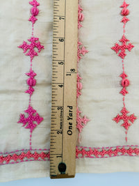 Thumbnail for Lightweight Kutch Embroidery Pure Tussar Silk Saree | Off White | Gujarati Hand Embroidery | Ships from California