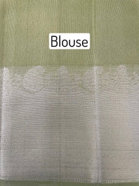 Thumbnail for ShopNaya Exclusive | Metallic Kanchipuram Pure Silk Saree | Pastel Green | Pure Silver Zari | Handwoven | Ships from California
