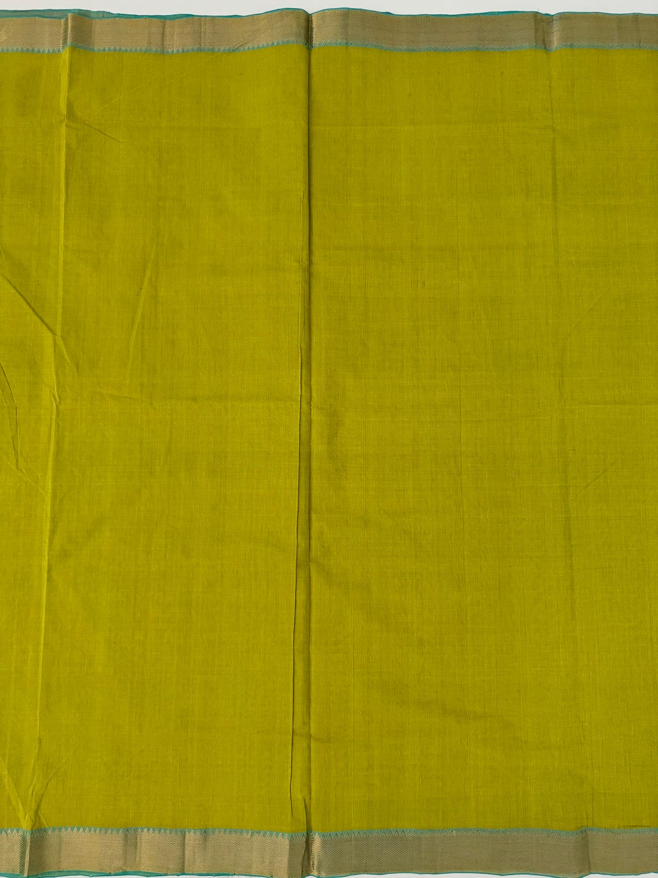 Handwoven Mangalgiri Cotton Saree | Chartreuse | Gold Zari | Handwoven | Ships from California