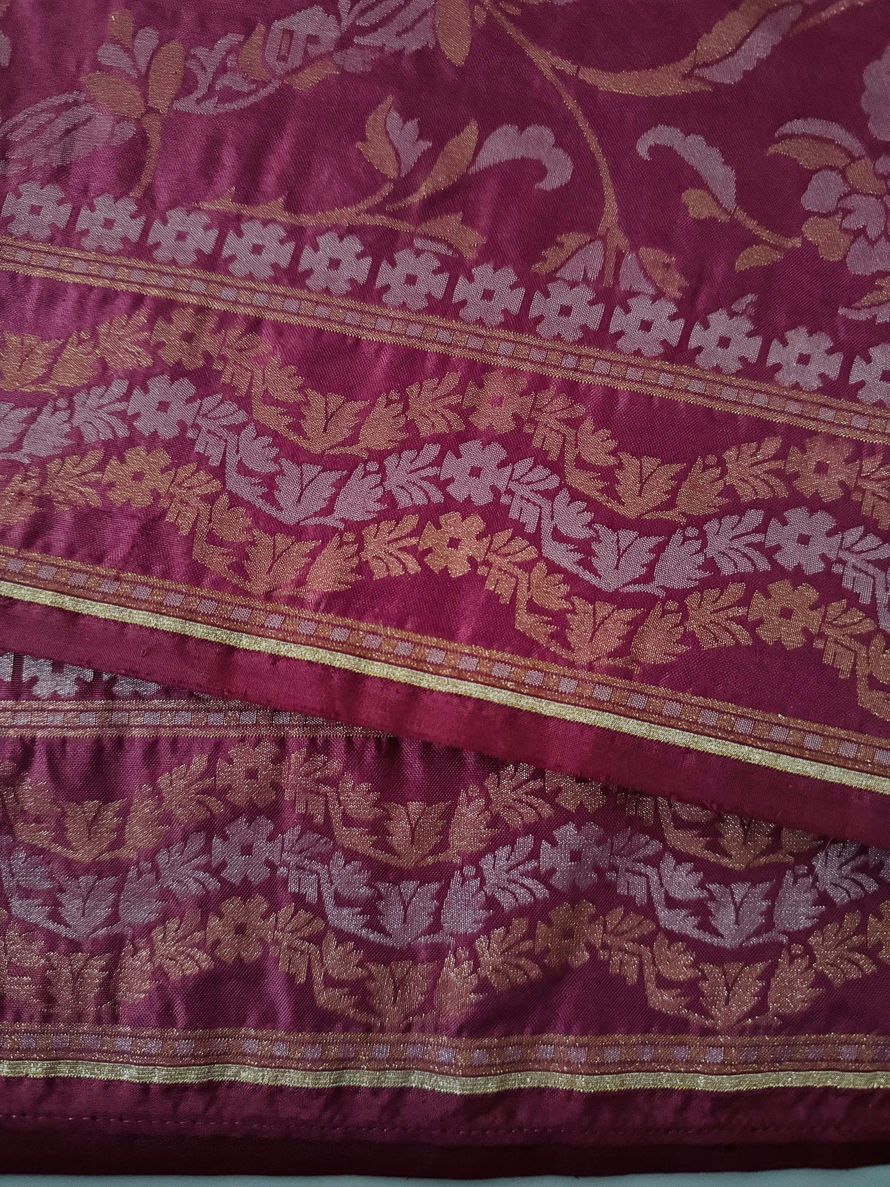 Banarasi Katan Pure Silk Saree | Shade of Mauve Pink | Gold & Silver Zari | Handwoven | Ships from California
