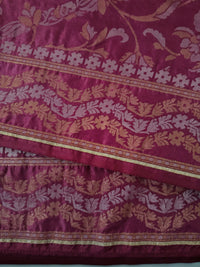 Thumbnail for Banarasi Katan Pure Silk Saree | Shade of Mauve Pink | Gold & Silver Zari | Handwoven | Ships from California