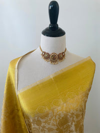 Thumbnail for ShopNaya Exclusive | Metallic Brocade Kanchipuram Pure Silk Saree | Beige | Pure Gold Zari | Handwoven | Ships from California