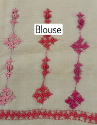 Thumbnail for Lightweight Kutch Embroidery Pure Tussar Silk Saree | Off White | Gujarati Hand Embroidery | Ships from California
