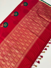 Thumbnail for Banarasi Katan Silk Saree | Kadwa weave | Hot Pink | Gold Zari | Handwoven | Silk Mark Certified | Ships from California