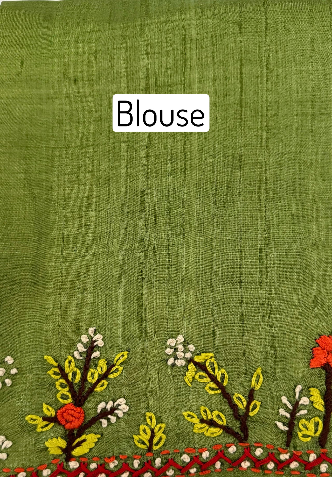 Lightweight Tribal Lambani Embroidery Pure Tussar Silk Saree | Light Moss Green | Hand Embroidery | Ships from California
