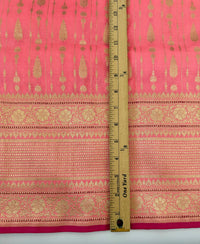 Thumbnail for Banarasi Katan Pure Silk Saree | Bright Salmon Pink | Gold Zari | Handwoven | Silk Mark Certified | Ships from California