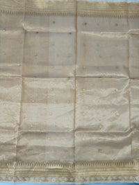 Thumbnail for Banarasi Kora Tissue Organza Silk Saree | Golden Beige | Gold Zari | Handwoven | Ships from California
