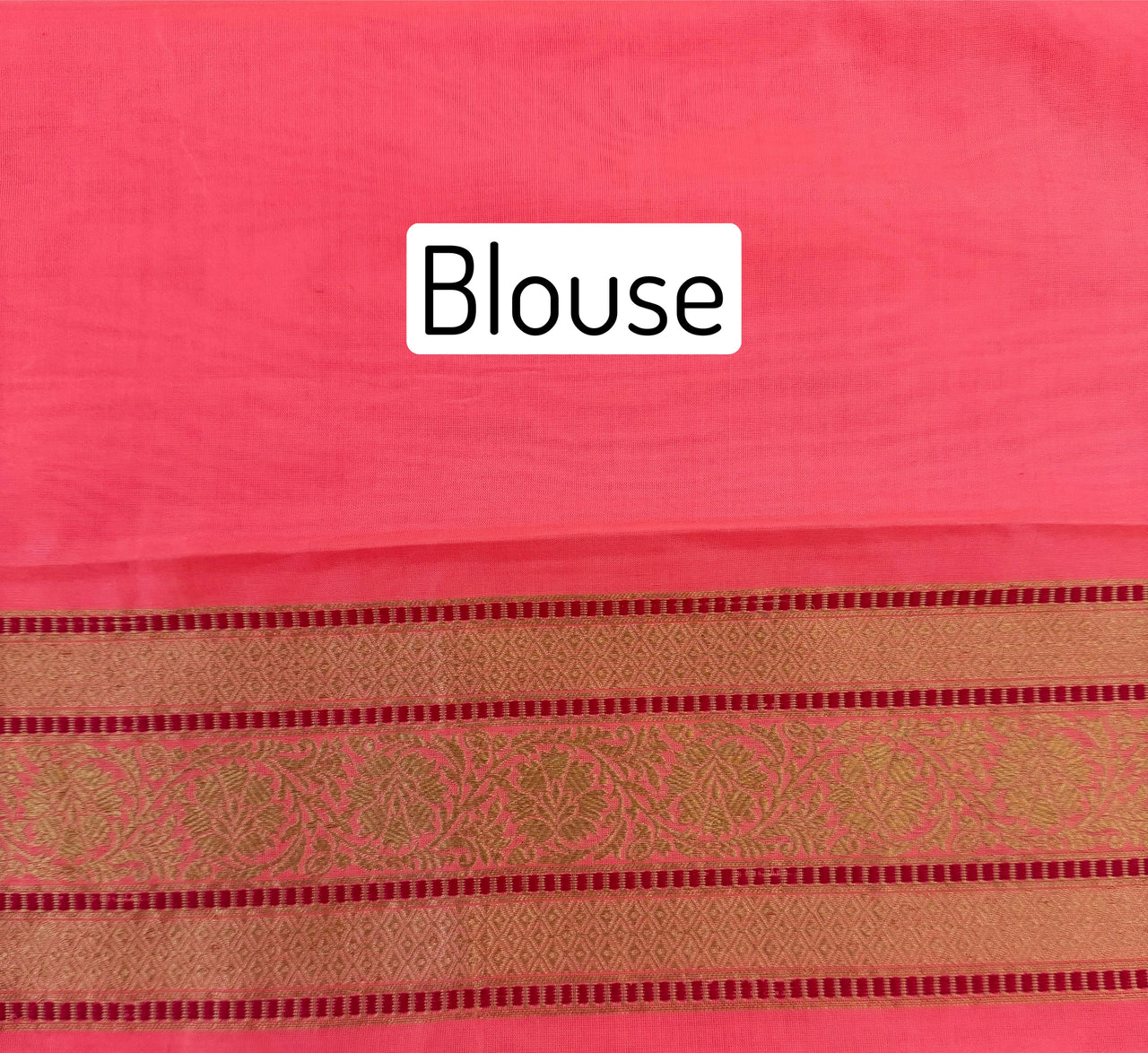 Banarasi Katan Pure Silk Saree | Bright Salmon Pink | Gold Zari | Handwoven | Silk Mark Certified | Ships from California