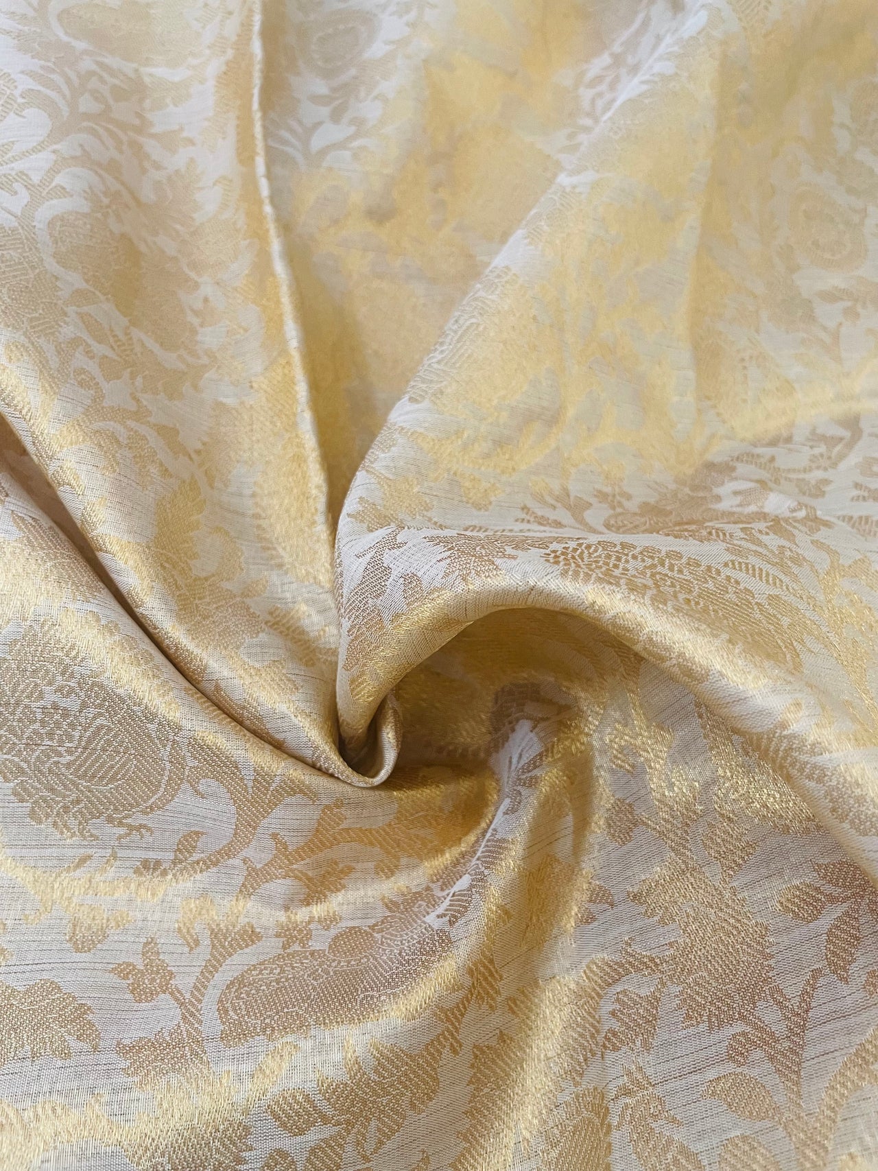 ShopNaya Exclusive | Metallic Brocade Kanchipuram Pure Silk Saree | Beige | Pure Gold Zari | Handwoven | Ships from California