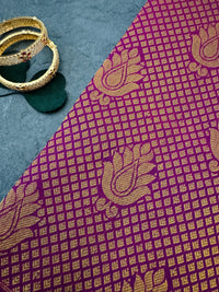 Thumbnail for Kanchipuram korvai silk saree | Half & Half | Purple | Handwoven | Ships from California