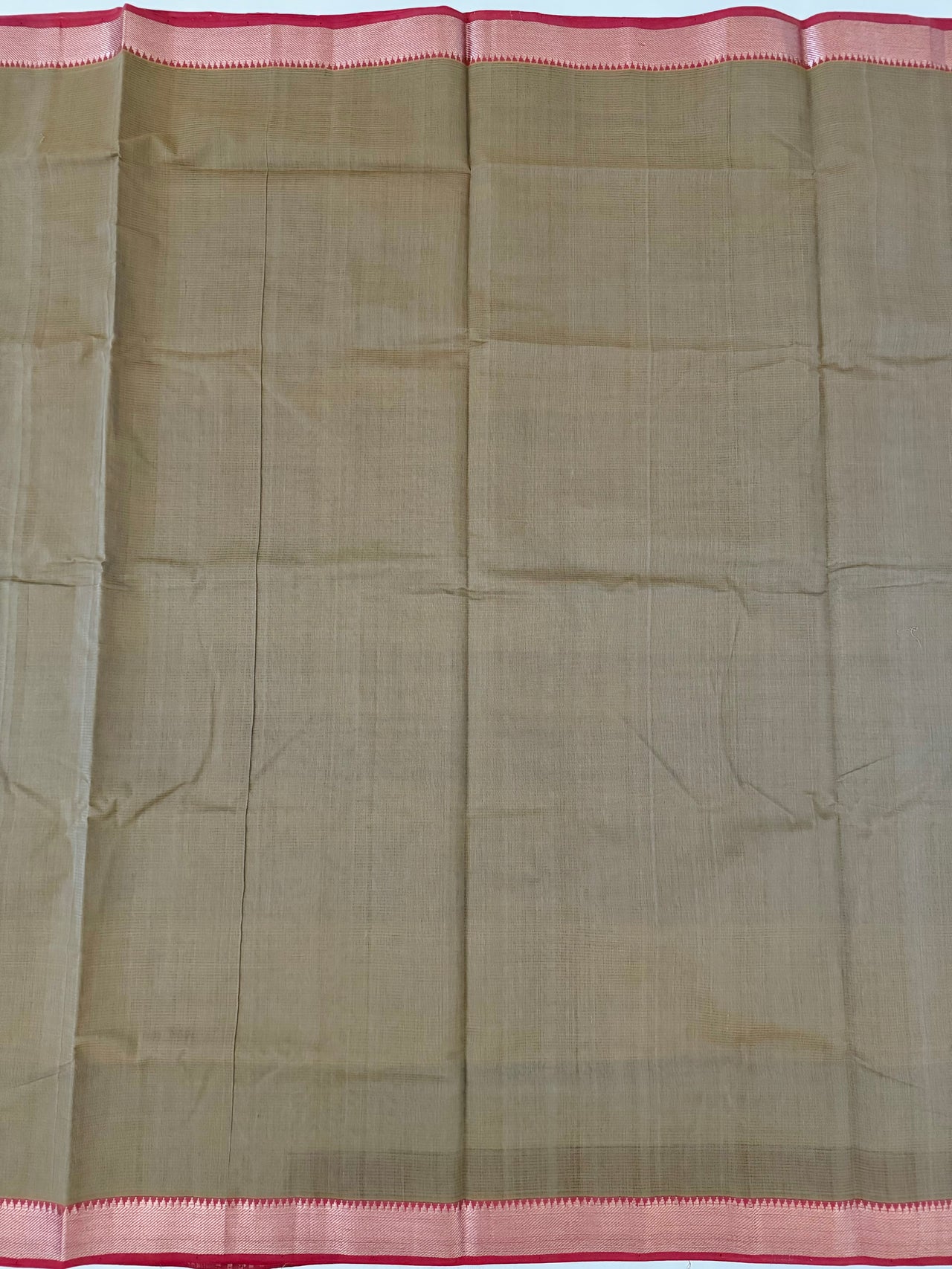 Handwoven Mangalgiri Cotton Saree | Light Brown | Gold & Silver Zari | Handwoven | Ships from California