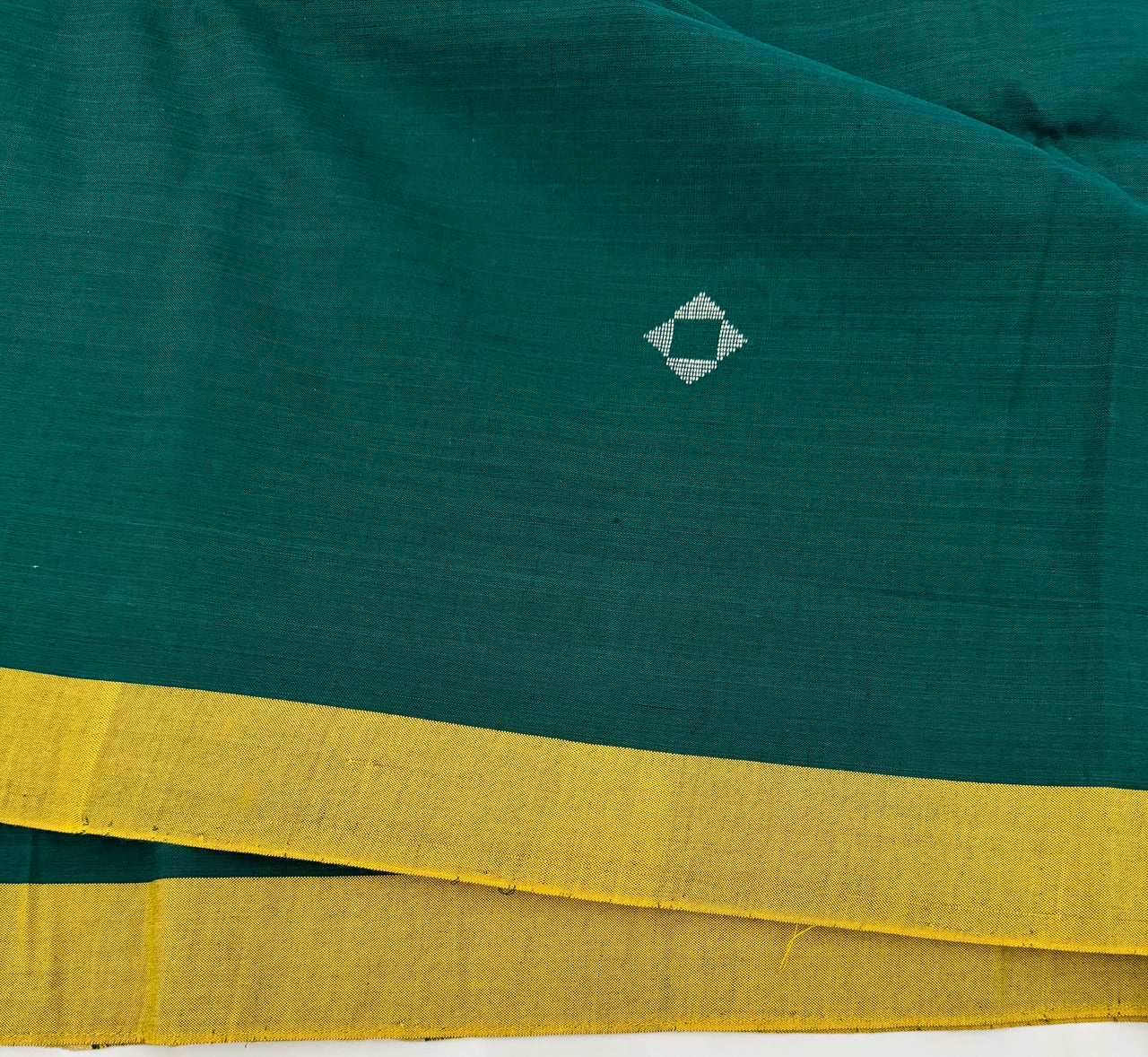 ShopNaya Exclusive | Handwoven | Pure Cotton Saree | Jamdani Weave | No Blouse | Forest Green | Silver Zari | Ships from California