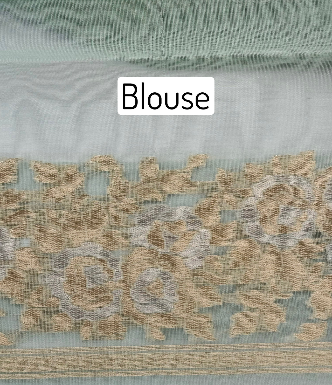 Silk Organza Saree | Light Sea Green | Gold & Silver Zari | Handwoven | Ships from California