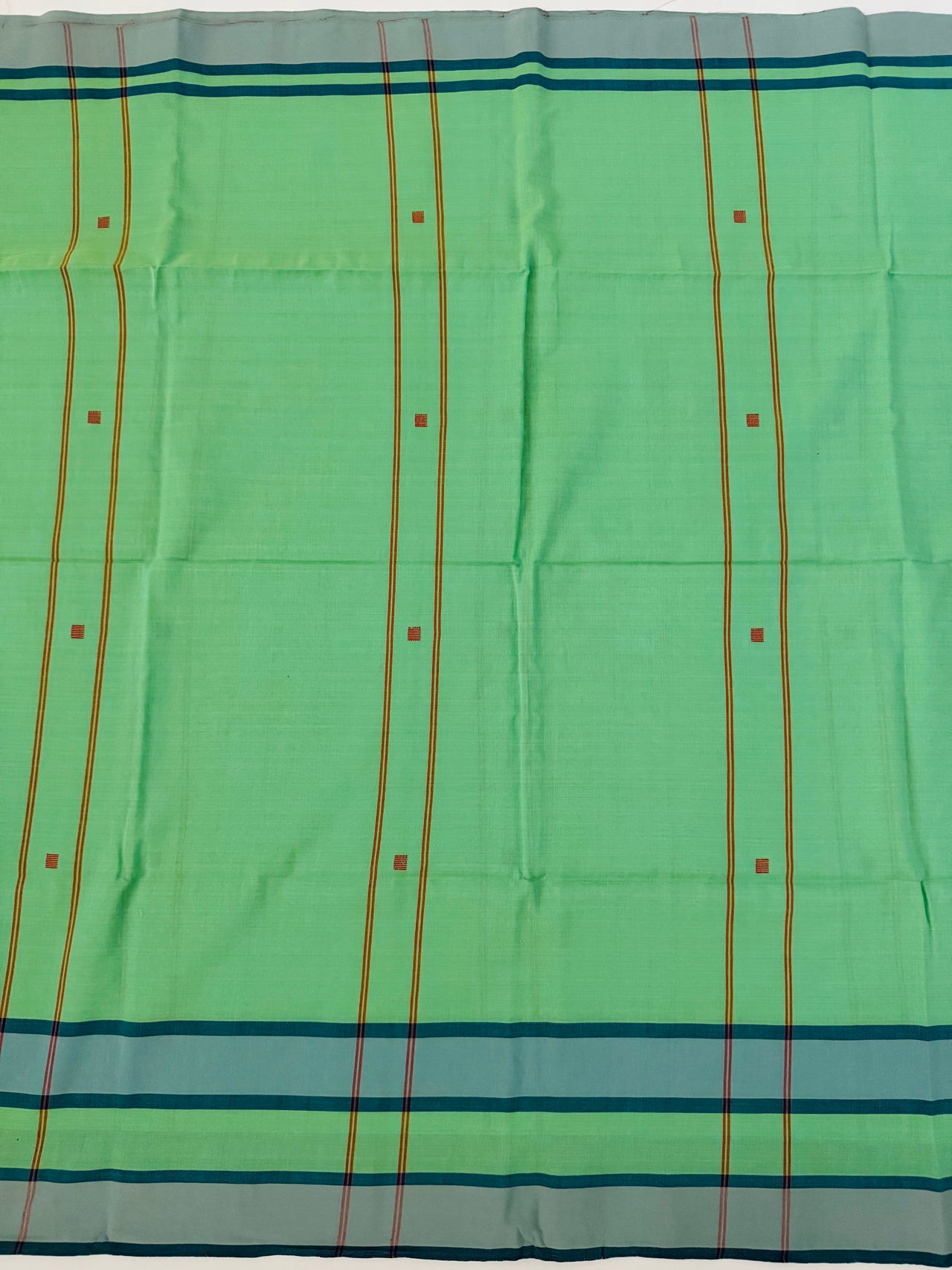 ShopNaya Exclusive | Handwoven | Pure Cotton Saree | Jamdani Weave | No Blouse | Light Lime Green | No Zari | Ships from California
