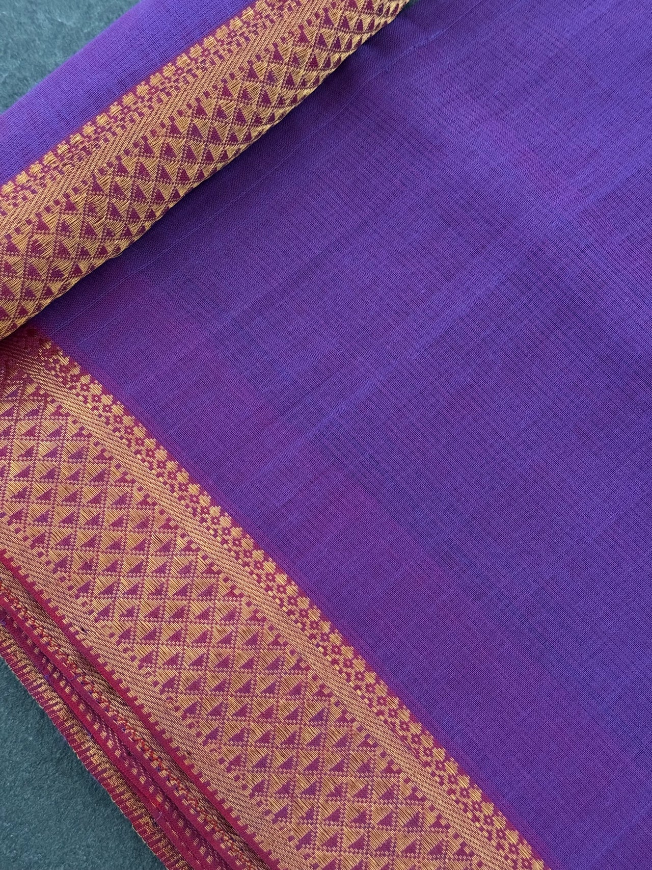 Handwoven Mangalgiri Cotton Saree | Purple | Gold Zari | Ships from California