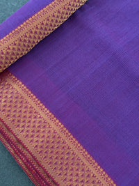 Thumbnail for Handwoven Mangalgiri Cotton Saree | Purple | Gold Zari | Ships from California