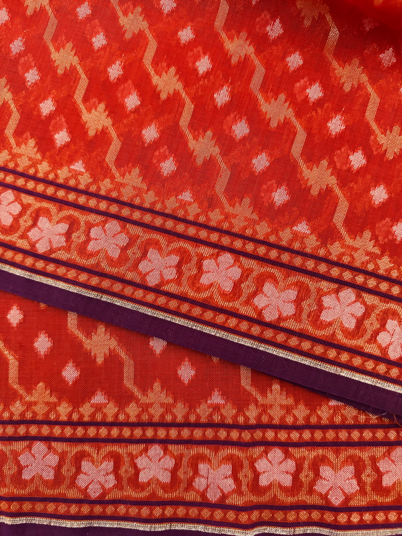 Banarasi Pure Cotton Saree | Red | Gold Zari | Handwoven | Ships from California