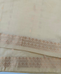 Thumbnail for Lightweight Banarasi Katan Silk Saree | Beige | Gold Zari | Handwoven | Silk Mark Certified | Ships from California