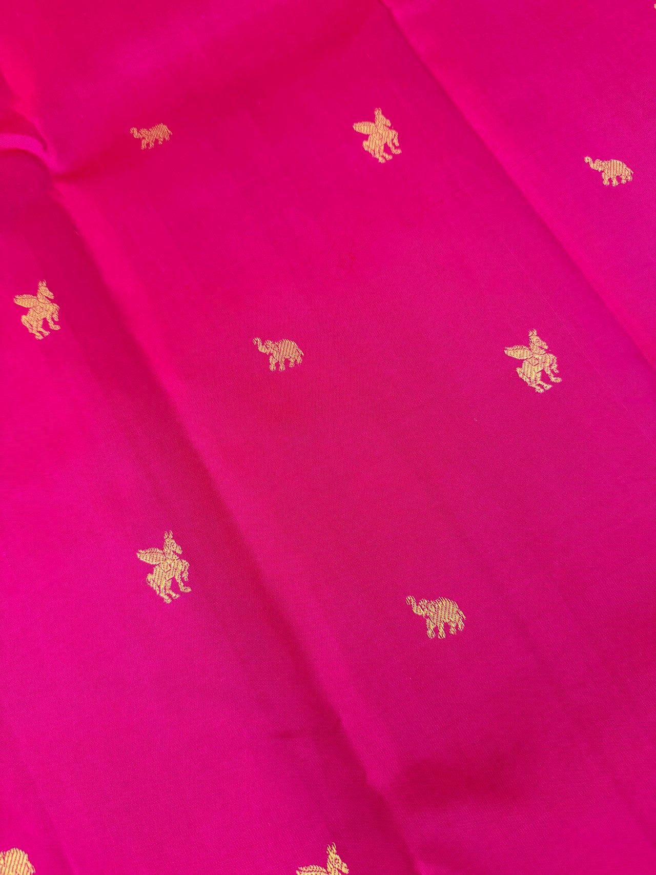 Kanchivaram Pure Silk Pure Zari Silk Saree | Pink | Contrast Blue Blouse | Gold Zari | Handwoven | Ships from California
