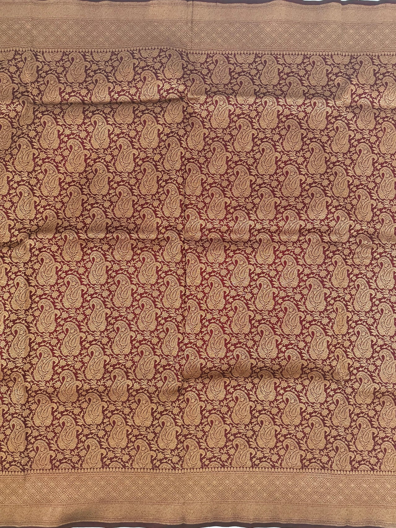Banarasi Katan Pure Silk Saree | Handwoven | Deep Maroon with Antique Zari | Ships from California