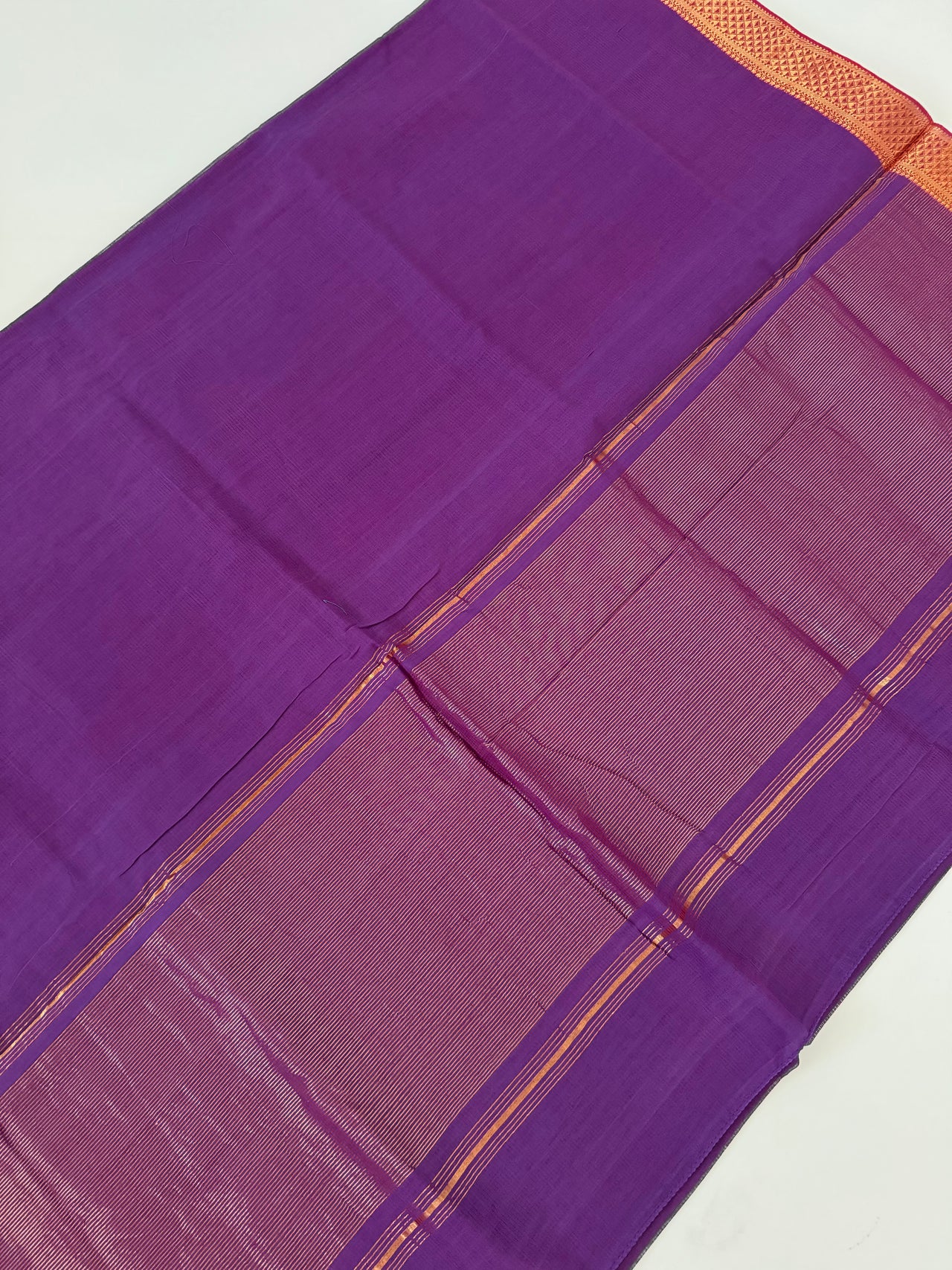 Handwoven Mangalgiri Cotton Saree | Purple | Gold Zari | Ships from California