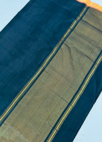 Thumbnail for Handwoven Mangalgiri Cotton Saree | Black | Gold Zari | Handwoven | Ships from California