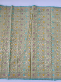 Thumbnail for Organza & Cotton Patola Saree from Banaras | Light Pistachio Green | Gold Zari | Handwoven | Ships from California