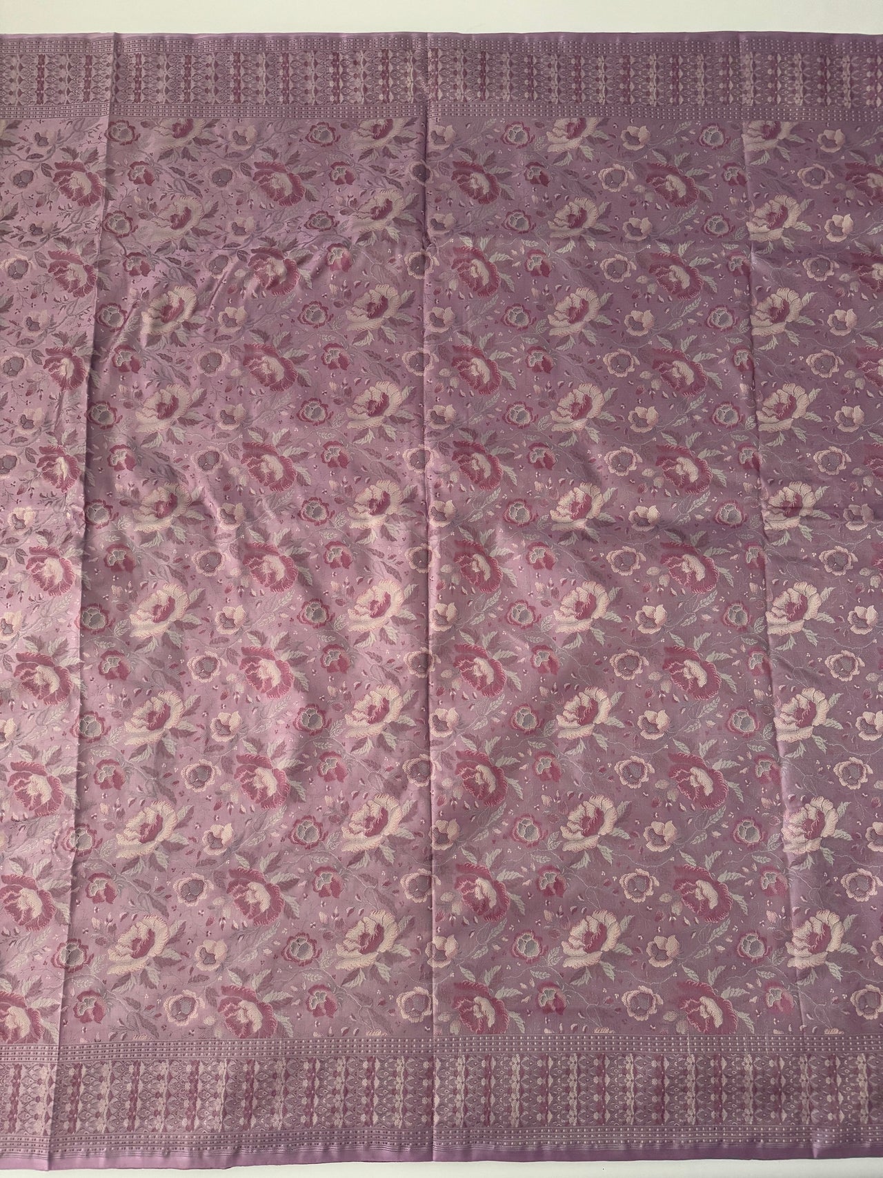 Satin Silk Saree from Banaras| Tanchoi weave | Mauve/Light Purple | Handwoven | No Zari | Silk Mark Certified | Ships from California
