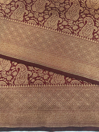 Thumbnail for Banarasi Katan Pure Silk Saree | Handwoven | Deep Maroon with Antique Zari | Ships from California
