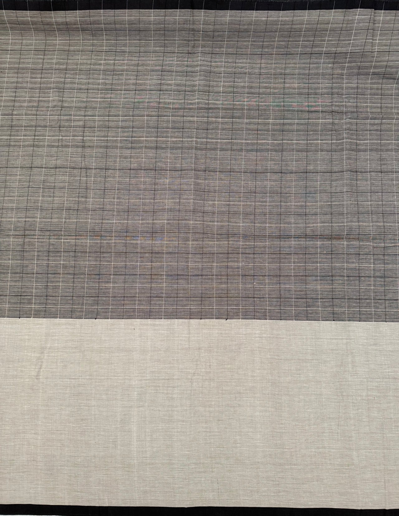 ShopNaya Exclusive | Handwoven | Contemporary Pure Cotton Saree | No Blouse | Gray & Black | Handloom Mark | Ships from California