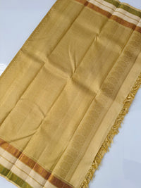 Thumbnail for Exclusive Kanchivaram Designer Pure Silk Pure Zari Silk Saree | Beige & Gold | Handwoven | Ships from California
