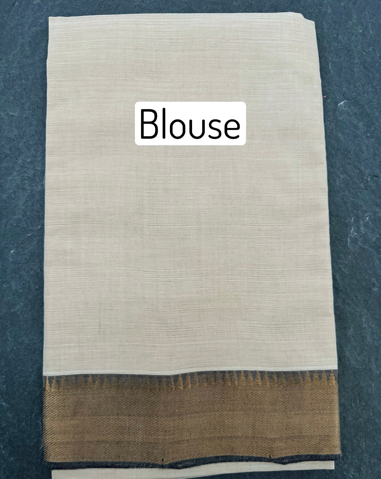 Handwoven Mangalgiri Cotton Saree | Off-White | Gold Zari | Handwoven | Ships from California
