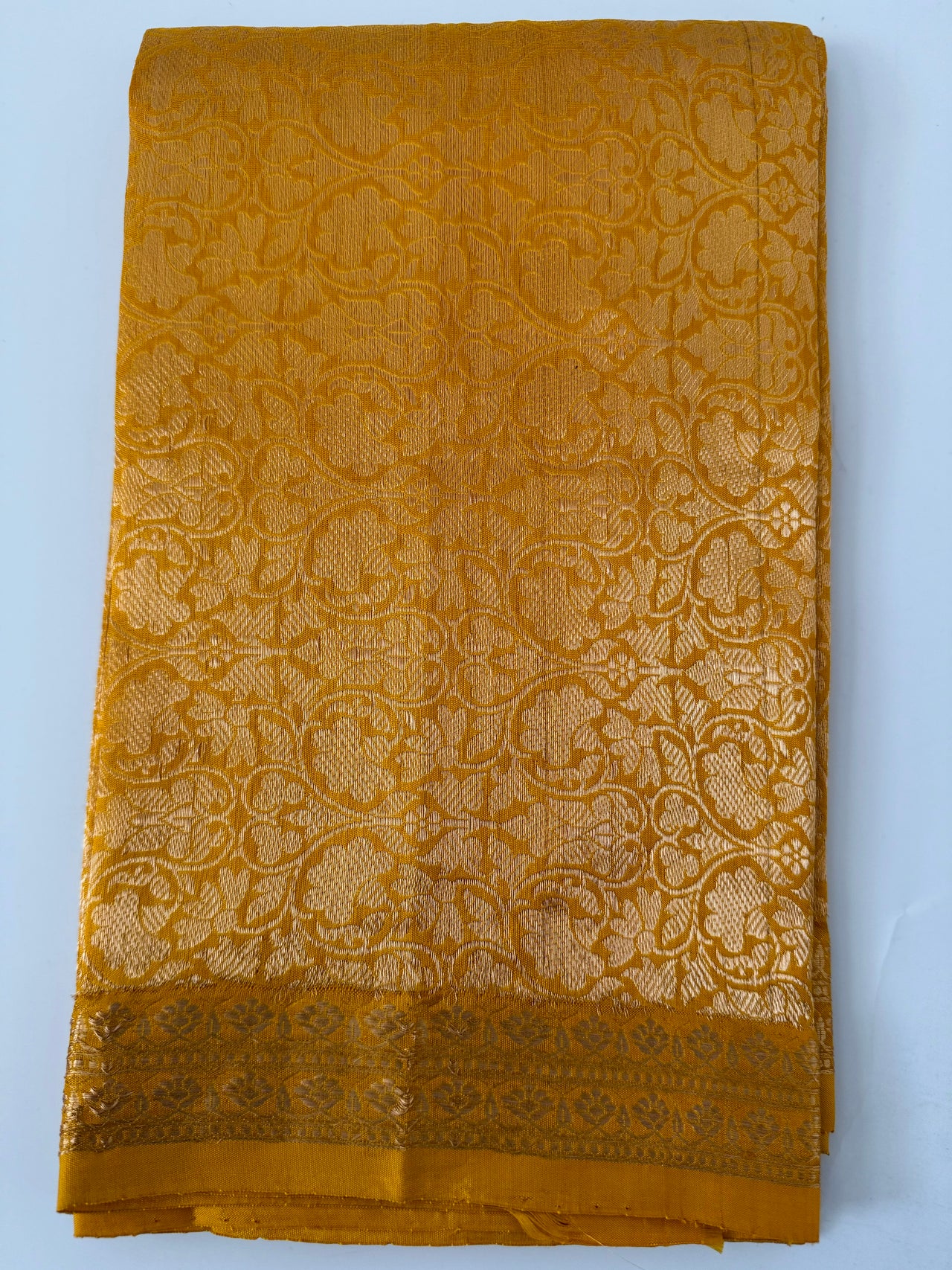 Lightweight Banarasi Katan Silk Saree | Tumeric Yellow | Gold Zari | Handwoven | Silk Mark Certified | Ships from California