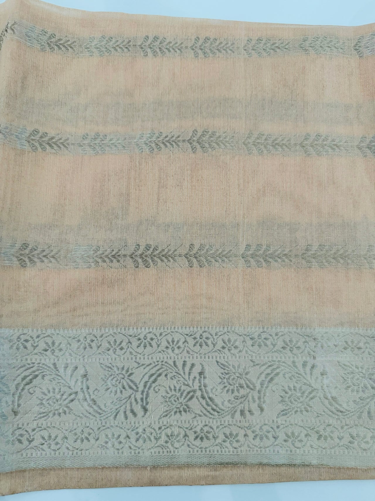 ShopNaya Exclusive | Handwoven | Silk Organza | Pastel Peach | Silver Zari | Ships from California