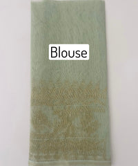 Thumbnail for Masterpiece Authentic Dhakai Jamdani Muslin Saree from Bangladesh | Handwoven | Light Sage Green | Ships from California