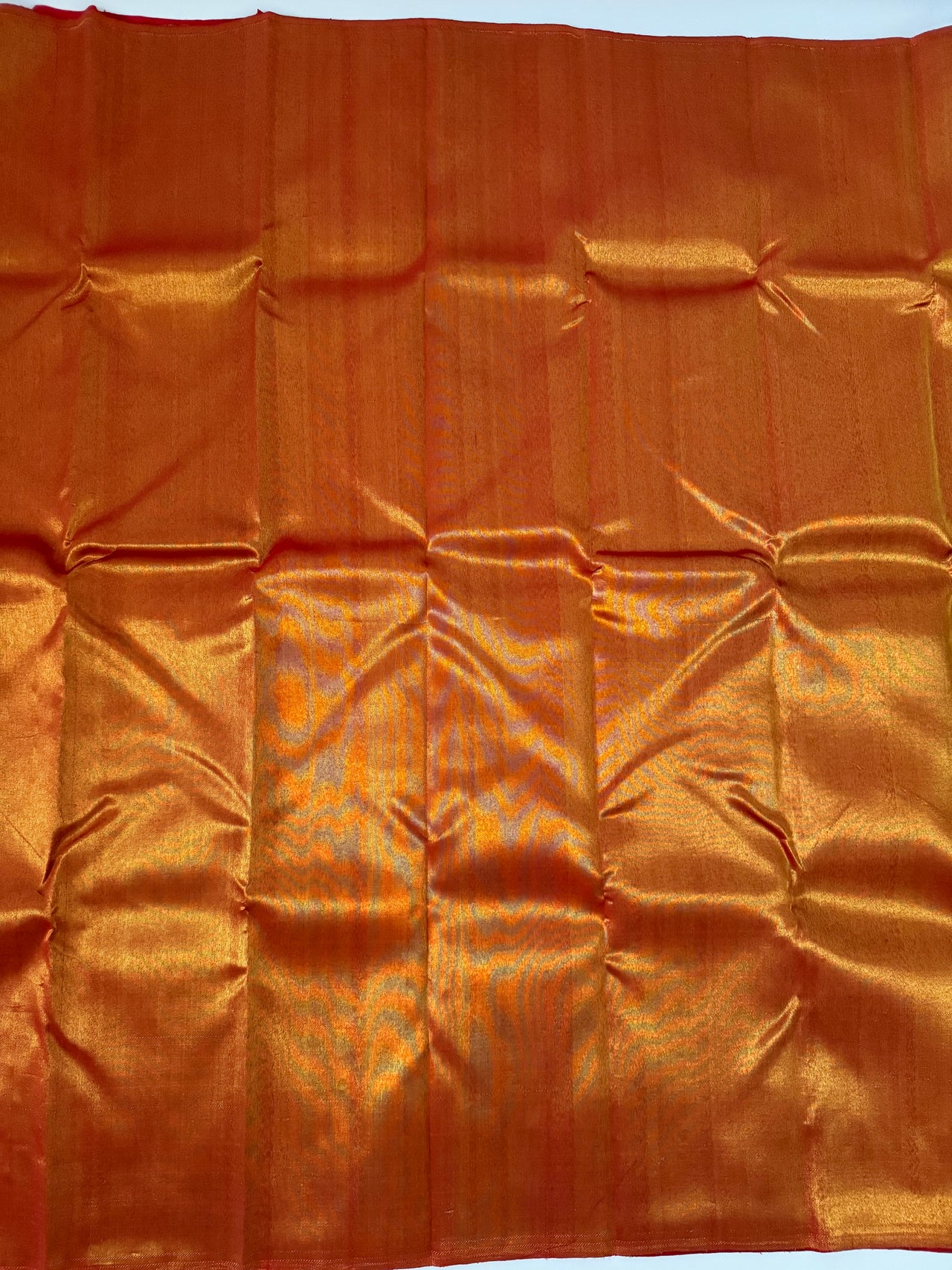 Borderless Metallic Red Kanchipuram/Kanchivaram Pure Silk Saree | Gold Zari | Handwoven | Ships from California