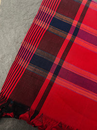 Thumbnail for ShopNaya Exclusive | Handwoven | Cotton Saree | No Blouse | Red & Black | Dual Shade | Handloom Mark | Ships from California