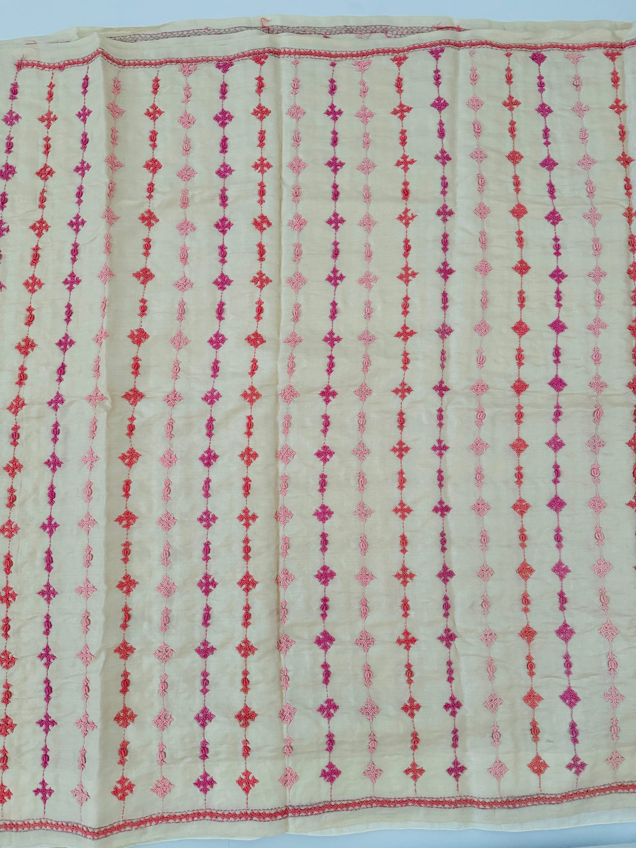 Lightweight Kutch Embroidery Pure Tussar Silk Saree | Off White | Gujarati Hand Embroidery | Ships from California