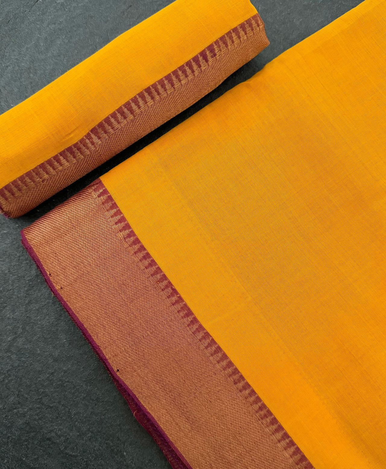 Handwoven Mangalgiri Cotton Saree | Tumeric Yellow | Gold Zari | Handwoven | Ships from California