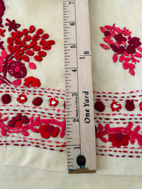 Thumbnail for Lightweight Parsi Bullion Embroidery Pure Tussar Silk Saree | Cream yellow | Gujarati Hand Embroidery | Ships from California