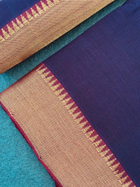 Thumbnail for Handwoven Mangalgiri Cotton Saree | Deep Purple | Gold Zari | Ships from California