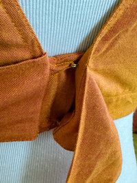 Thumbnail for Ready To Wear Saree Blouse | Handwoven Cotton | Size 34 | Orange | Boat Neck | Free Shipping | Ships from California