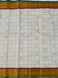 Thumbnail for Exclusive Kanchivaram Korvai Pure Silk Pure Zari Silk Saree | Contrast Tissue Border | Off-White | Handwoven | Ships from California