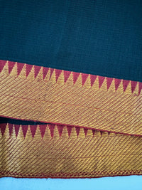Thumbnail for Handwoven Mangalgiri Cotton Saree | Black | Gold Zari | Handwoven | Ships from California
