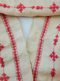Thumbnail for Lightweight Kutch Embroidery Pure Tussar Silk Saree | Off White | Gujarati Hand Embroidery | Ships from California