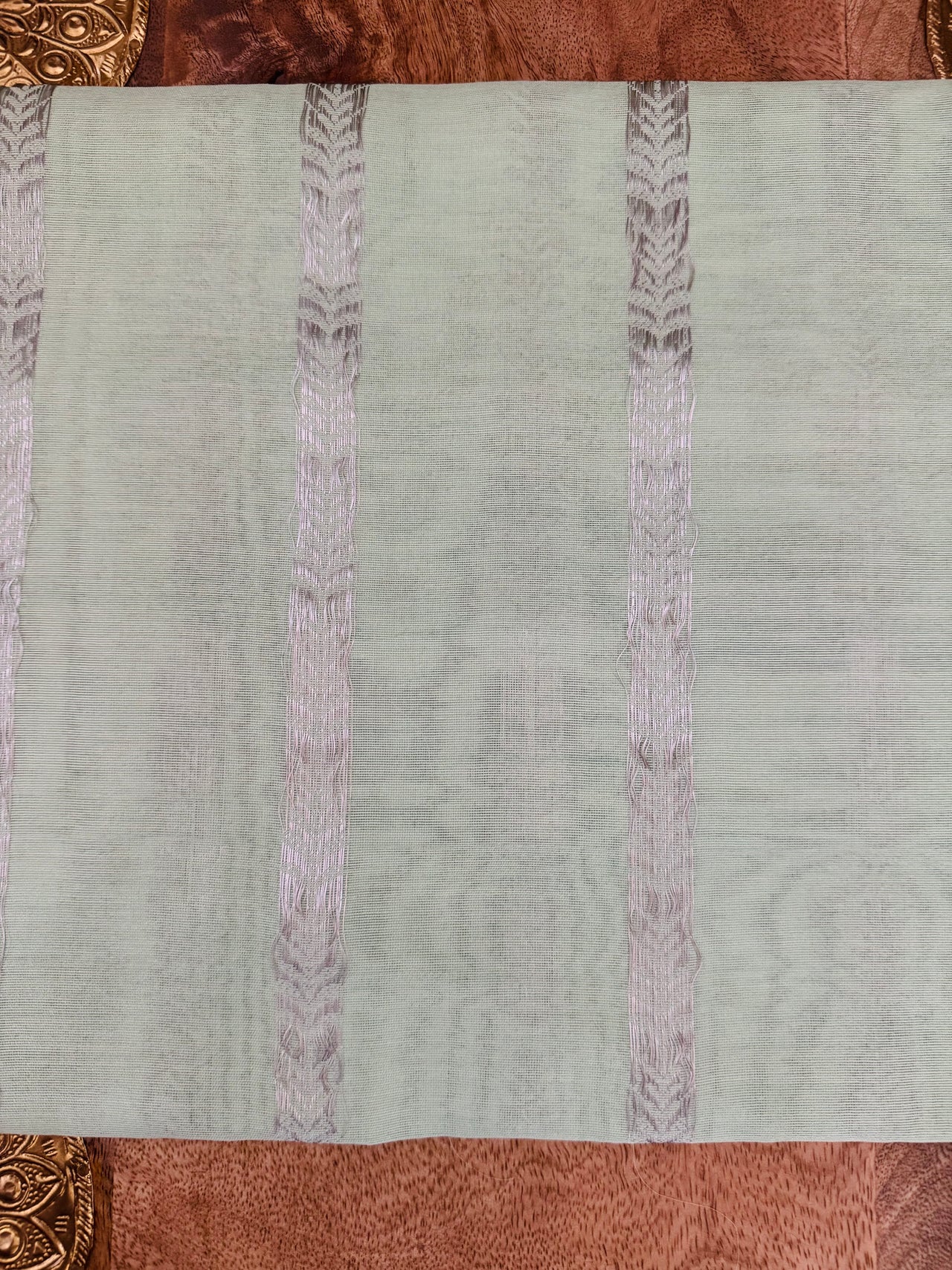 ShopNaya Exclusive | Handwoven | Silk Organza | Pastel Green | Silver Zari | Ships from California