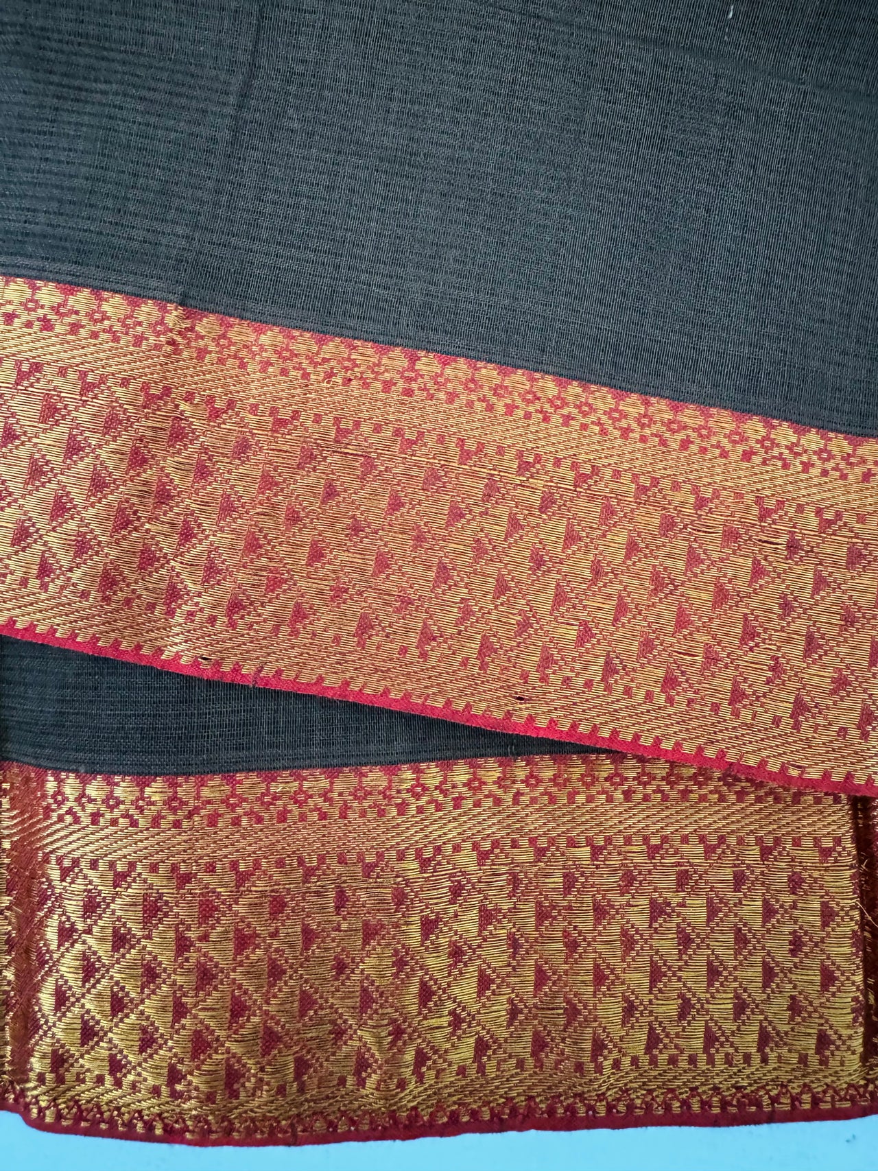 Handwoven Mangalgiri Cotton Saree | Brown | Gold Zari | Handwoven | Ships from California